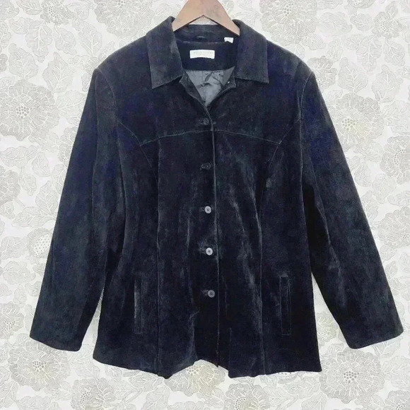 Lord & Taylor Womens Black Suede Leather Jacket 2X - Picture 1 of 7